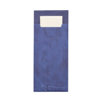 520 Bestecktaschen 20 cm x 8,5 cm blau inkl. wei&szlig;er Serviette 33 x 33 cm 2-lag.