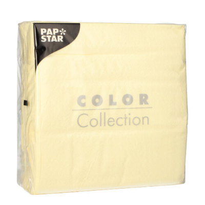 Papstar 100 Servietten, 1-lagig 1/4-Falz 33 cm x 33 cm creme