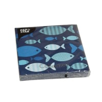 20 Servietten, 3-lagig 1/4-Falz 33 cm x 33 cm &quot;Blue...