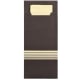 520 Bestecktaschen 20 cm x 8,5 cm schwarz/creme &quot;Stripes&quot; inkl. farbiger Serviette 33 x 33 cm 2-lag.