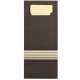 Papstar 520 Bestecktaschen 20 cm x 8,5 cm schwarz/creme &quot;Stripes&quot; inkl. farbiger Serviette 33 x 33 cm 2-lag.