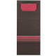 Papstar 520 Bestecktaschen 20 cm x 8,5 cm schwarz/bordeaux &quot;Stripes&quot; inkl. farbiger Serviette 33 x 33 cm 2-lag.