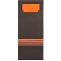 520 Bestecktaschen 20 cm x 8,5 cm schwarz/orange &quot;Stripes&quot; inkl. farbiger Serviette 33 x 33 cm 2-lag.