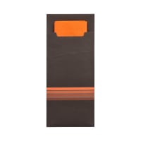 520 Bestecktaschen 20 cm x 8,5 cm schwarz/orange &quot;Stripes&quot; inkl. farbiger Serviette 33 x 33 cm 2-lag.