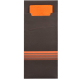 Papstar 520 Bestecktaschen 20 cm x 8,5 cm schwarz/orange &quot;Stripes&quot; inkl. farbiger Serviette 33 x 33 cm 2-lag.