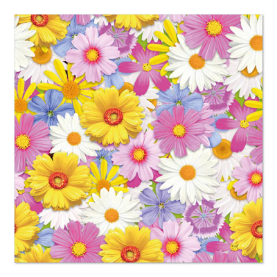 20 Servietten, 3-lagig 1/4-Falz 33 cm x 33 cm &quot;Daisies Mix&quot;