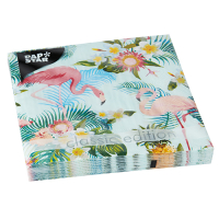 Papstar 20 Servietten, 3-lagig 1/4-Falz 33 cm x 33 cm &quot;Exotic Flamingos&quot;