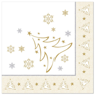 Papstar 50 Servietten &quot;ROYAL Collection&quot; 1/4-Falz 40 cm x 40 cm gold &quot;X-Mas Elegance&quot;