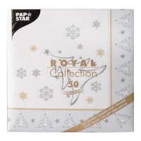 Papstar 50 Servietten &quot;ROYAL Collection&quot; 1/4-Falz 40 cm x 40 cm silber &quot;X-Mas Elegance&quot;