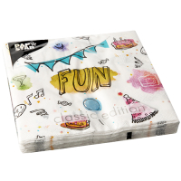 Papstar 20 Servietten, 3-lagig 1/4-Falz 33 cm x 33 cm &quot;Fun&quot;