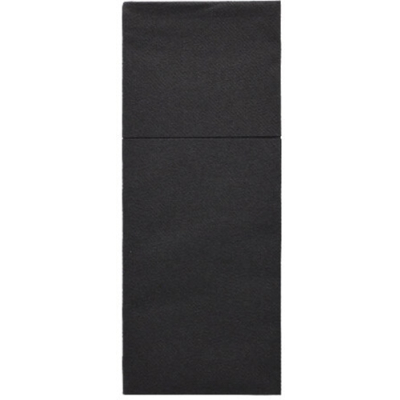 100 Bestecktaschen, Airlaid 40 cm x 48 cm schwarz &quot;Premium&quot; mit Besteckfalz