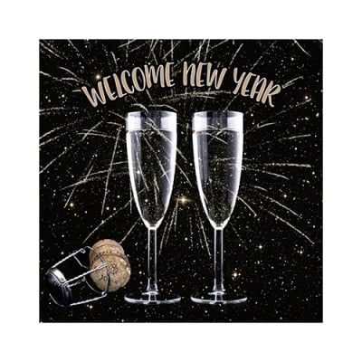 20 Servietten, 3-lagig 1/4-Falz 25 cm x 25 cm &quot;Welcome New Year&quot;