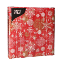 Papstar 20 Servietten, 3-lagig 1/4-Falz 33 cm x 33 cm &quot;Shining Snowflakes&quot;