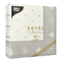 50 Servietten &quot;ROYAL Collection&quot; 1/4-Falz 40 cm x 40 cm silber &quot;X-Mas&quot;