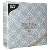 Papstar 50 Servietten &quot;ROYAL Collection&quot; 1/4-Falz 40 cm x 40 cm arktikblau &quot;Circle Flowers&quot;