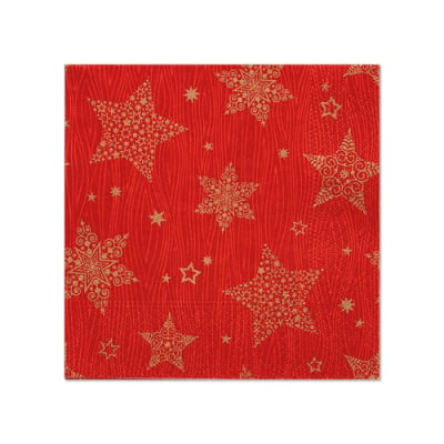 Papstar 20 Servietten, 3-lagig 1/4-Falz 25 cm x 25 cm rot &quot;Christmas Shine&quot;