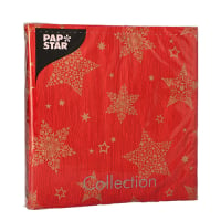 Papstar 20 Servietten, 3-lagig 1/4-Falz 33 cm x 33 cm rot &quot;Christmas Shine&quot;