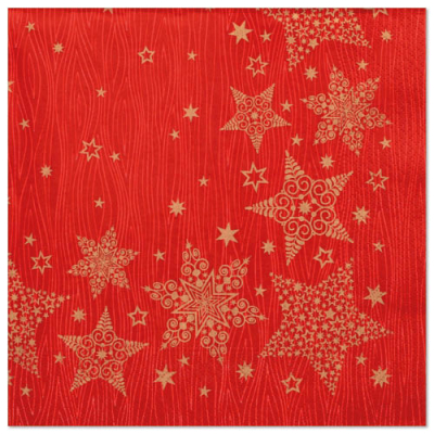 Papstar 20 Servietten, 3-lagig 1/4-Falz 40 cm x 40 cm rot &quot;Christmas Shine&quot;