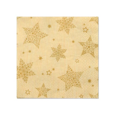 20 Servietten, 3-lagig 1/4-Falz 25 cm x 25 cm creme &quot;Christmas Shine&quot;