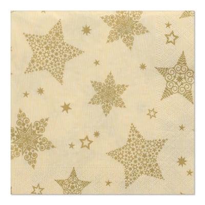 20 Servietten, 3-lagig 1/4-Falz 33 cm x 33 cm creme &quot;Christmas Shine&quot;