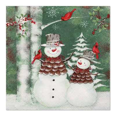 20 Servietten, 3-lagig 1/4-Falz 33 cm x 33 cm &quot;Forest Snowmen&quot;