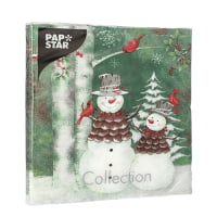 Papstar 20 Servietten, 3-lagig 1/4-Falz 33 cm x 33 cm &quot;Forest Snowmen&quot;