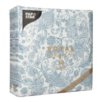 Papstar 50 Servietten &quot;ROYAL Collection&quot; 1/4-Falz 40 cm x 40 cm blau &quot;Paisley&quot;