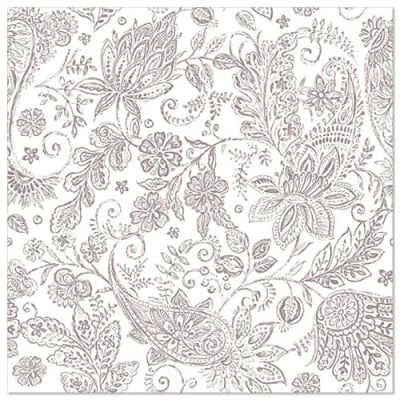 Papstar 50 Servietten &quot;ROYAL Collection&quot; 1/4-Falz 40 cm x 40 cm grau &quot;Paisley&quot;