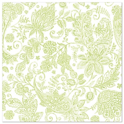 50 Servietten &quot;ROYAL Collection&quot; 1/4-Falz 40 cm x 40 cm limonengr&uuml;n &quot;Paisley&quot;