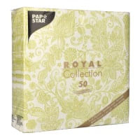 Papstar 50 Servietten &quot;ROYAL Collection&quot; 1/4-Falz 40 cm x 40 cm limonengr&uuml;n &quot;Paisley&quot;