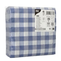 100 Servietten, 1-lagig 1/4-Falz 33 cm x 33 cm blau/weiss...