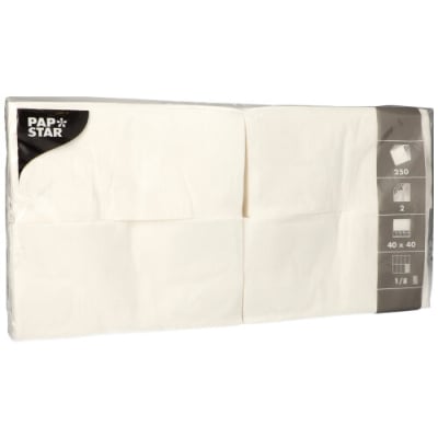 Papstar 250 Servietten, 2-lagig 1/8-Falz 40 cm x 40 cm weiss