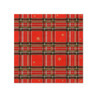 20 Servietten, 3-lagig 1/4-Falz 25 cm x 25 cm &quot;Tartan&quot;