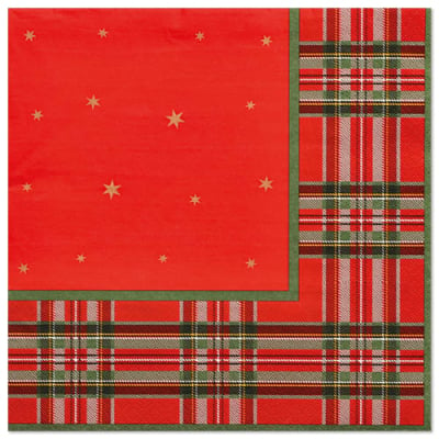 20 Servietten, 3-lagig 1/4-Falz 40 cm x 40 cm &quot;Tartan&quot;