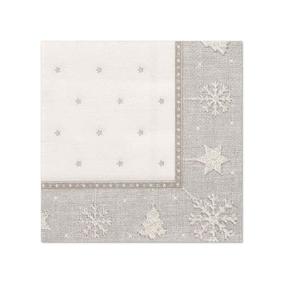 Papstar 20 Servietten &quot;ROYAL Collection&quot; 1/4-Falz 25 cm x 25 cm silber &quot;X-Mas&quot;