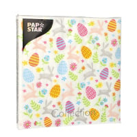 Papstar 20 Servietten, 3-lagig 1/4-Falz 33 cm x 33 cm &quot;Happy Easter&quot;