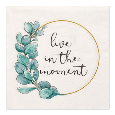 20 Servietten, 3-lagig 1/4-Falz 33 cm x 33 cm &quot;Live in the Moment&quot;