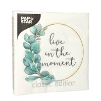 Papstar 20 Servietten, 3-lagig 1/4-Falz 33 cm x 33 cm &quot;Live in the Moment&quot;