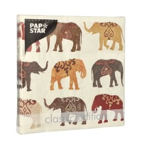 Papstar 20 Servietten, 3-lagig 1/4-Falz 33 cm x 33 cm &quot;Elephants&quot;