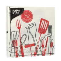 Papstar 20 Servietten, 3-lagig 1/4-Falz 33 cm x 33 cm &quot;Ma Cuisine&quot;