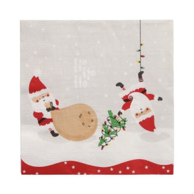 Papstar 20 Servietten, 3-lagig 1/4-Falz 33 cm x 33 cm &quot;Lutins de Noel&quot;