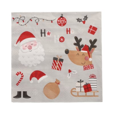 20 Servietten, 3-lagig 1/4-Falz 33 cm x 33 cm &quot;Vive Noel&quot;