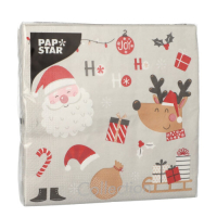 Papstar 20 Servietten, 3-lagig 1/4-Falz 33 cm x 33 cm &quot;Vive Noel&quot;