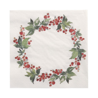 Papstar 20 Servietten, 3-lagig 1/4-Falz 33 cm x 33 cm &quot;Holly Crown&quot;