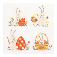 Papstar 20 Servietten, 3-lagig 1/4-Falz 33 cm x 33 cm &quot;Rabbit Parade&quot;