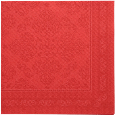 Papstar 50 Servietten &quot;ROYAL Collection&quot; 1/4-Falz 40 cm x 40 cm rot &quot;Arabesque&quot;