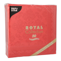 Papstar 50 Servietten &quot;ROYAL Collection&quot; 1/4-Falz 40 cm x 40 cm rot &quot;Arabesque&quot;