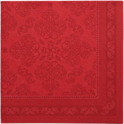 50 Servietten &quot;ROYAL Collection&quot; 1/4-Falz 40 cm x 40 cm bordeaux &quot;Arabesque&quot;