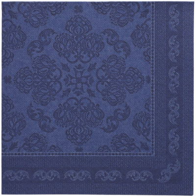 50 Servietten &quot;ROYAL Collection&quot; 1/4-Falz 40 cm x 40 cm dunkelblau &quot;Arabesque&quot;