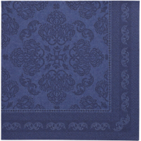 Papstar 50 Servietten &quot;ROYAL Collection&quot; 1/4-Falz 40 cm x 40 cm dunkelblau &quot;Arabesque&quot;